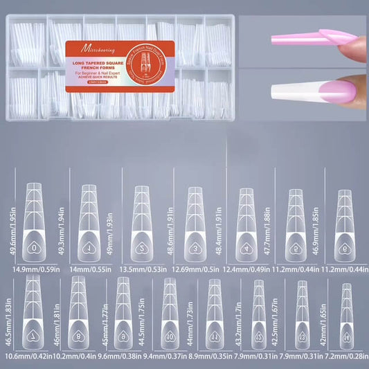 Nail Tip Poly Gel Form Extension Space French Coffin #4/1274-9 Beyond Beauty Page