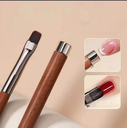 Nail Brush Dual French Wood Handle with Magnet Premier Nail Supply