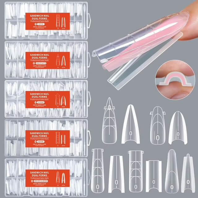 Nail Tip Extensions Arched Almond Dual Nail Forms 256pcs#5 /5341-12 Premier Nail Supply