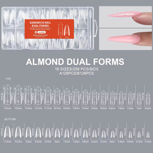 Nail Tip Extensions Almond Dual Nail Forms 256pcs-16sizes #3/9674-12 Beyond Beauty Page