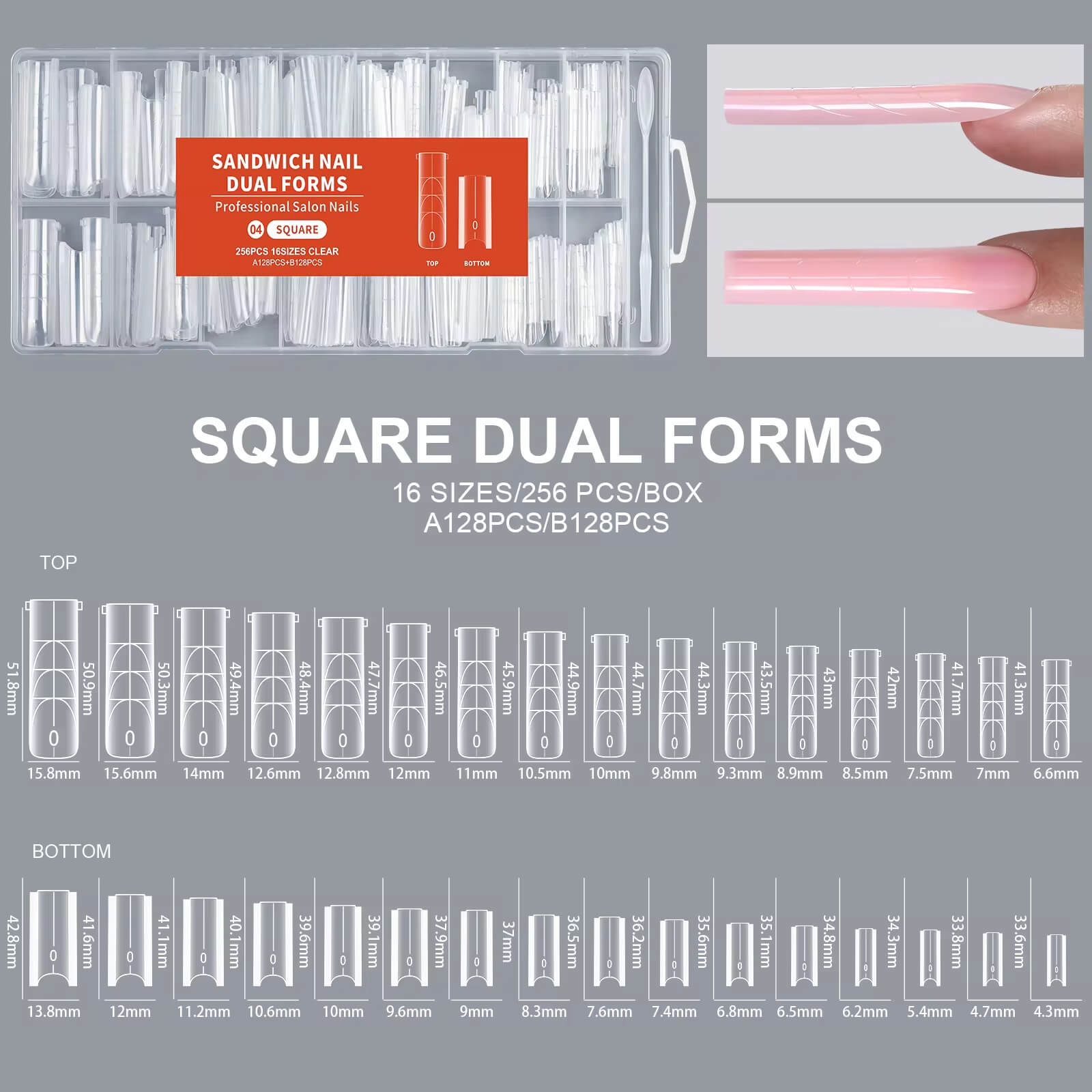 Nail Tip Extensions Square Dual Nail Forms 256pcs #4/3662-12 Premier Nail Supply