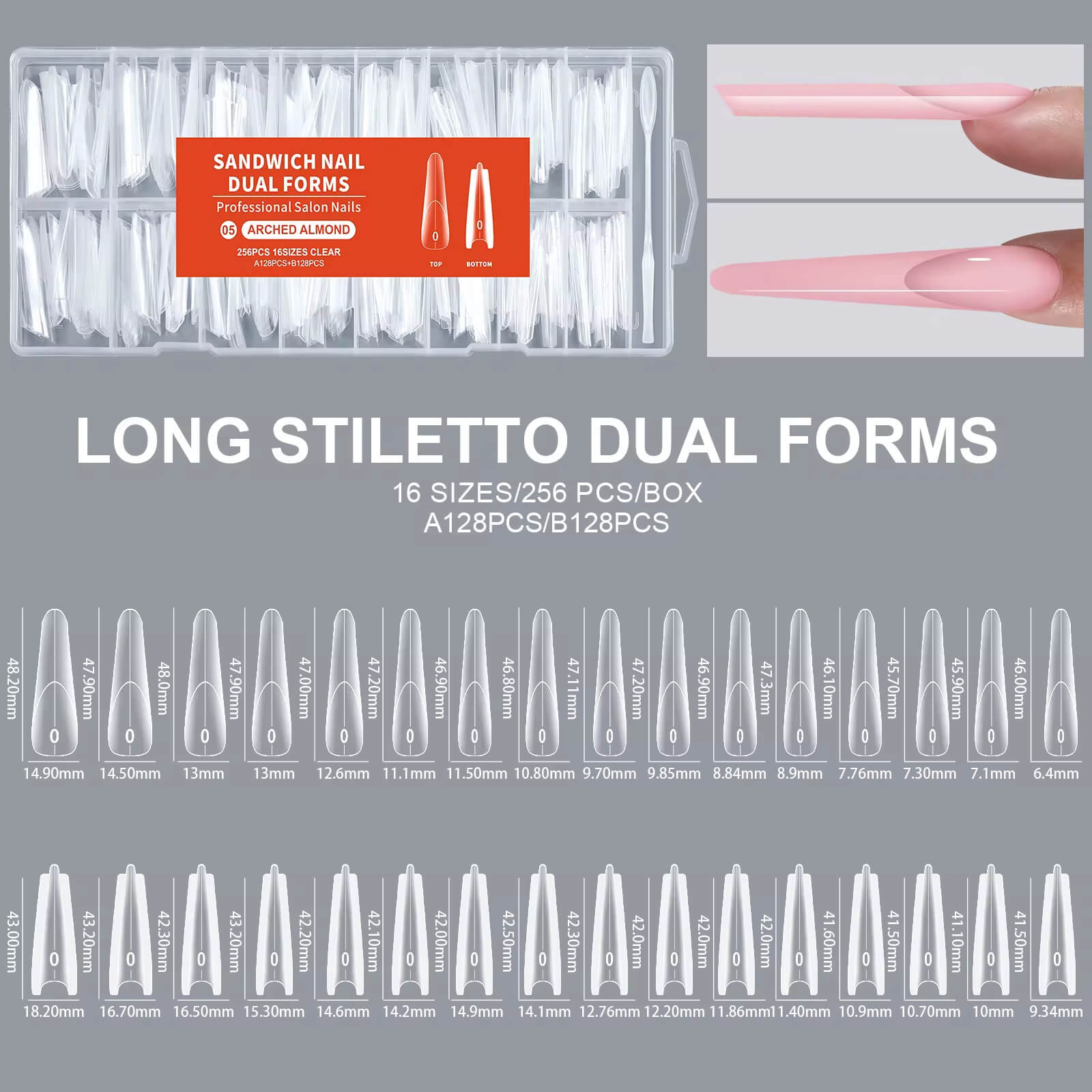 Nail Tip Extensions Arched Almond Dual Nail Forms 256pcs#5 /5341-12 Premier Nail Supply