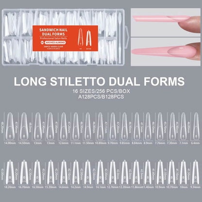 Nail Tip Extensions Arched Almond Dual Nail Forms 256pcs#5 /5341-12 Premier Nail Supply
