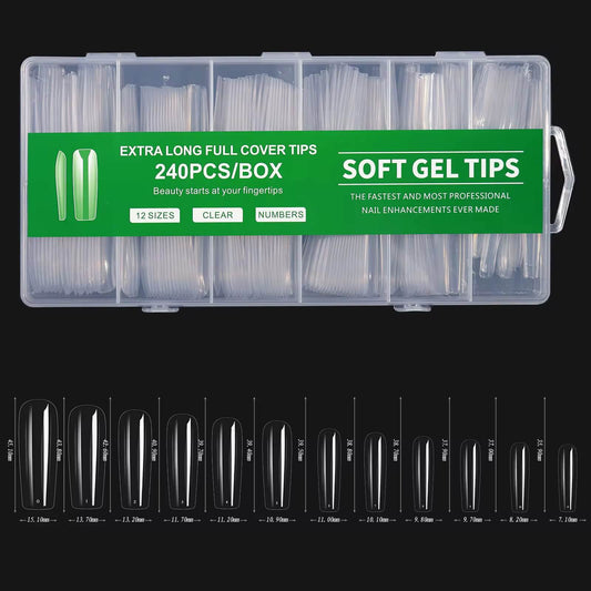 Nail Gel Tip Xtra Long Straight Square 240pcs #6762-15 Beyond Beauty Page