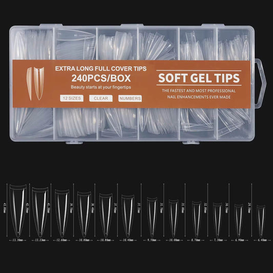 Nail Gel Tip Extension Stiletto Xtra Long 240pcs #4458-15 Beyond Beauty Page