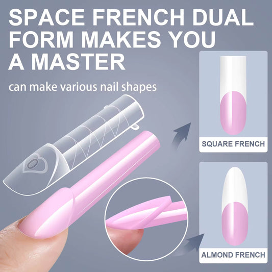 Nail Tip Poly Gel Form Extension Space French Coffin #4/1274-9 Beyond Beauty Page