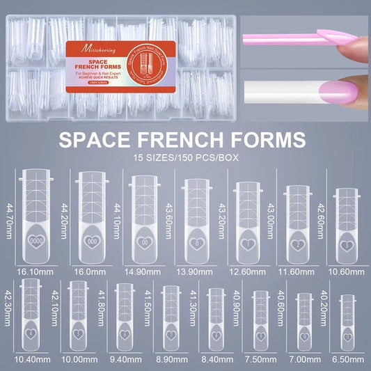 Nail Tip Poly Gel Form Extension Space French Straight Square 1 #8778-9 Beyond Beauty Page