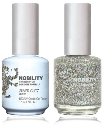 Lechat Nobility Gel Polish & Nail Lacquer - Silver Glitz 0.5 oz - #NBCS068 Nobility
